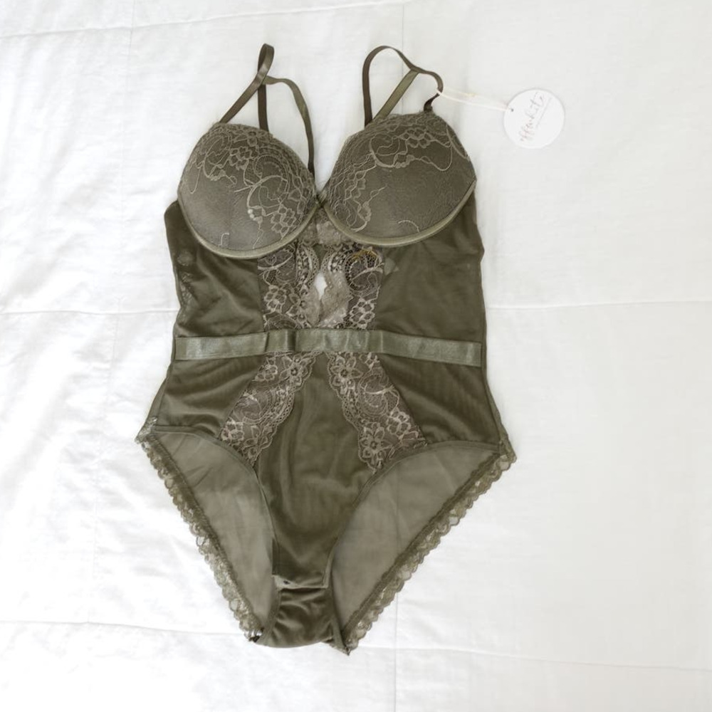 Dark olive green bodysuit womans lingerie